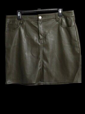 Marc New York Dark Green Faux Leather Skirt